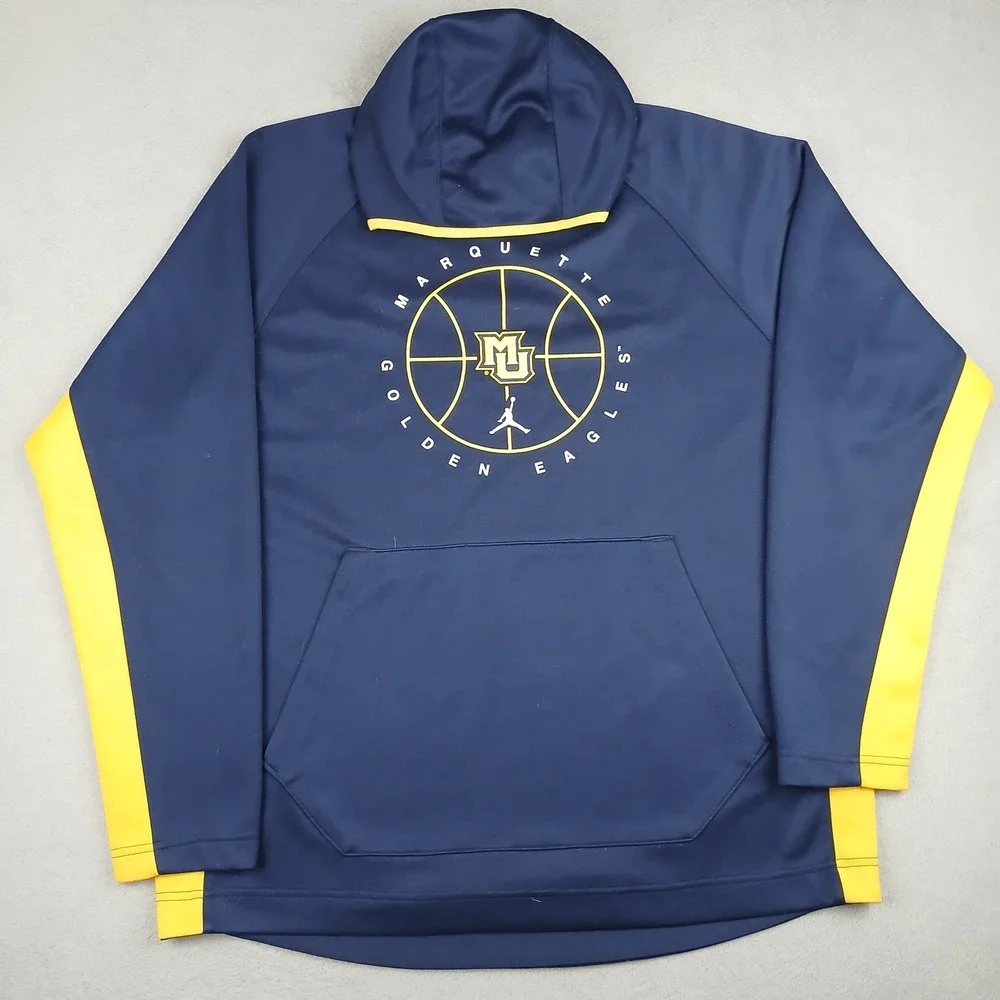 Jordan Marquette Golden Eagles Hoodie Mens XL Blue Yellow Basketball Sweatshirt